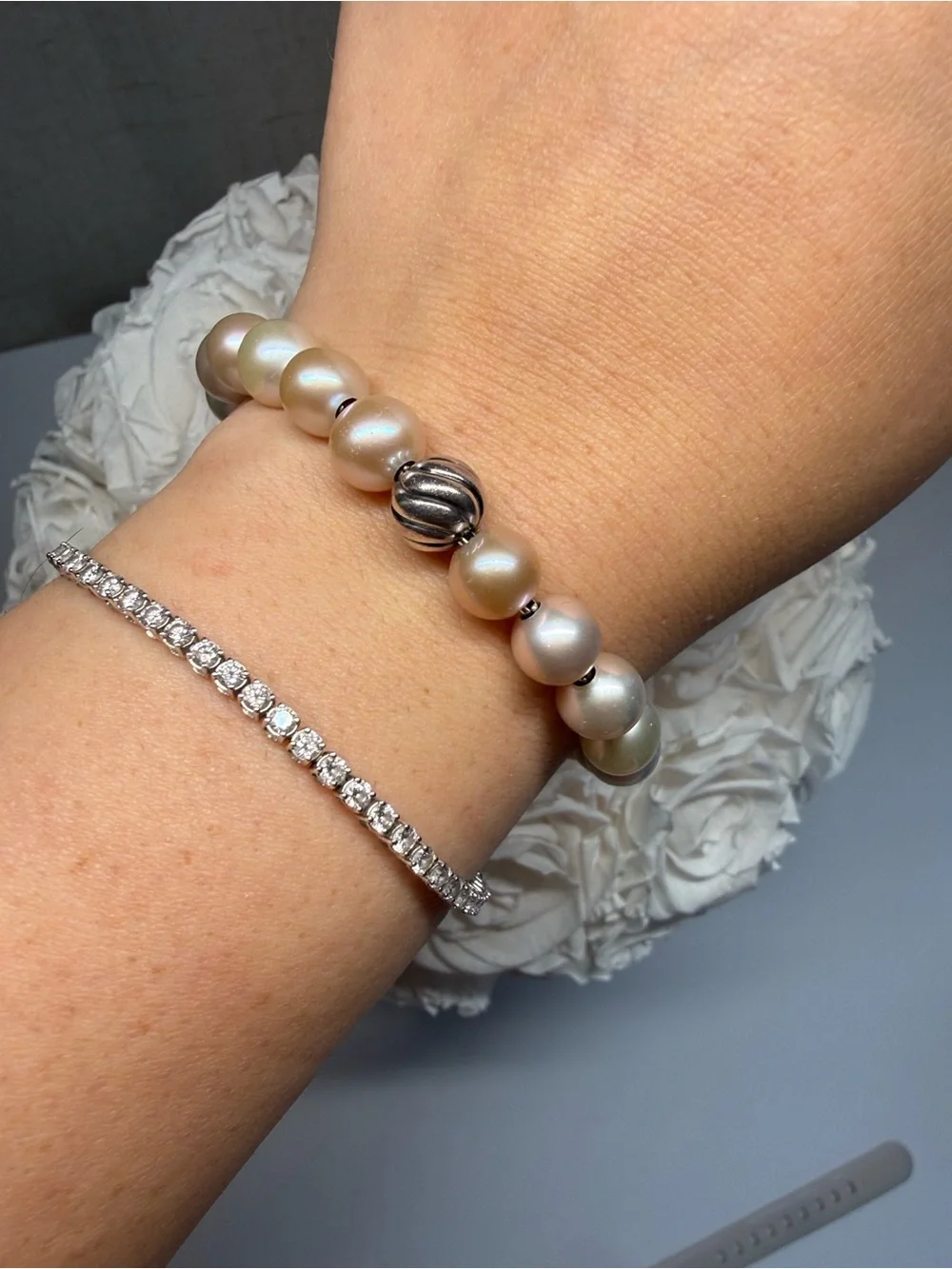 Vintage David Yurman Spiritual Pearl Bead Pull Bracelet - Picture 4 of 10